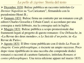 La pelle di zigrino : Storia del testo