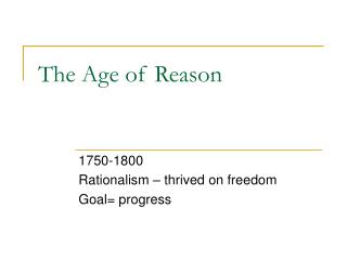 The Age of Reason