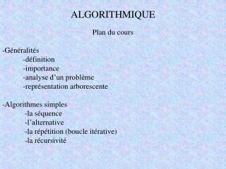 ALGORITHMIQUE