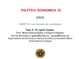 POLITICA ECONOMICA II