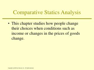 Comparative Statics Analysis