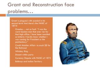 Grant and Reconstruction face problems…