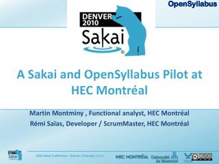 A Sakai and OpenSyllabus Pilot at HEC Montréal