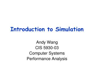 Introduction to Simulation