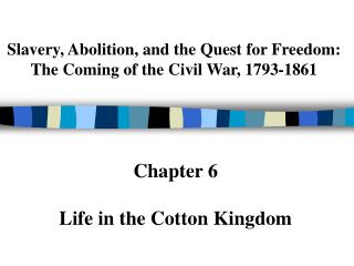 Slavery, Abolition, and the Quest for Freedom: The Coming of the Civil War, 1793-1861