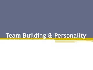 Team Building &amp; Personality