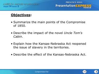 Summarize the main points of the Compromise of 1850.