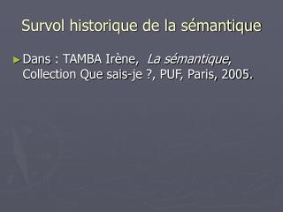 Survol historique de la sémantique