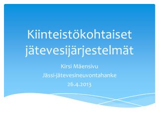 Kiinteistökohtaiset jätevesijärjestelmät