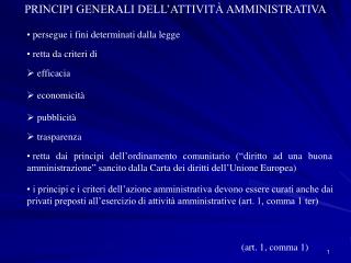 PRINCIPI GENERALI DELL’ATTIVITÀ AMMINISTRATIVA