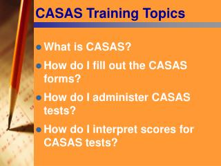 CASAS Training Topics