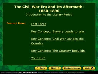 The Civil War Era and Its Aftermath: 1850-1890 Introduction to the Literary Period