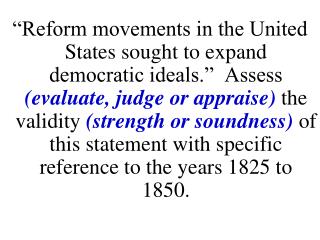 Revivalism &amp; Reform 1820 to 1860