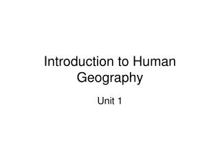 Introduction to Human Geography