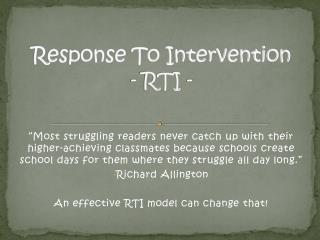 Response To Intervention - RTI -