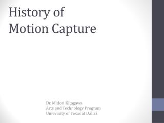 History of Motion Capture