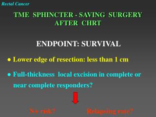 TME SPHINCTER - SAVING SURGERY AFTER CHRT