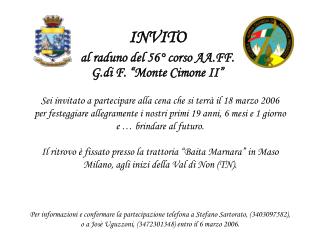 INVITO al raduno del 56° corso AA.FF. G.di F. “Monte Cimone II”