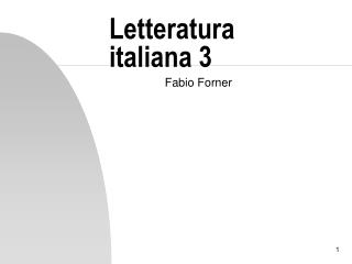 Letteratura italiana 3