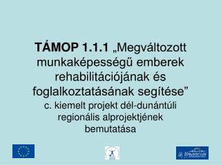 c. kiemelt projekt dél-dunántúli regionális alprojektjének bemutatása
