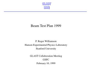 Beam Test Plan 1999