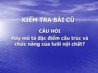 KIỂM TRA BÀI CŨ