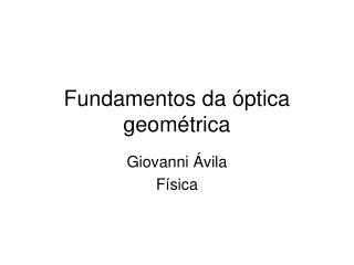 Fundamentos da óptica geométrica