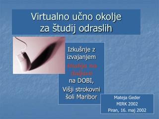 Virtualno učno okolje za študij odraslih