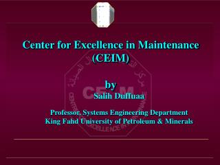Center for Excellence in Maintenance (CEIM) by