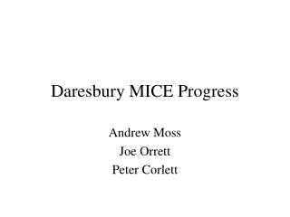 Daresbury MICE Progress