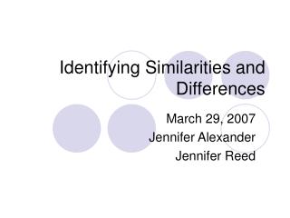 Identifying Similarities and Differences