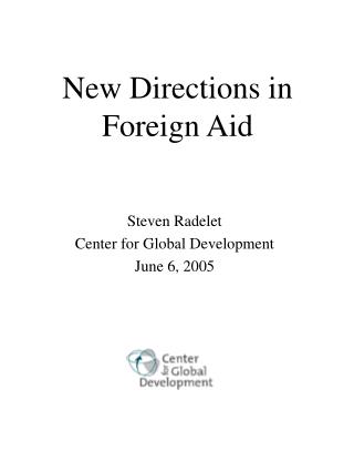 New Directions in Foreign Aid