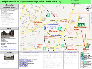 Emergency Evacuation Map—Damiao Village, Guiren District, Tainan City