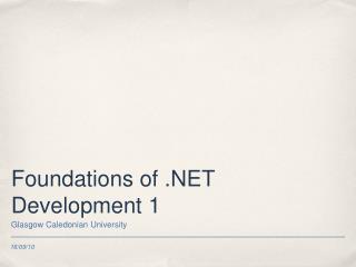 Foundations of .NET Development 1