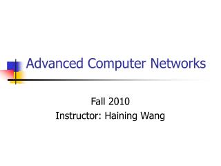 Advanced Computer Networks