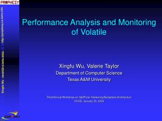 Performance Analysis and Monitoring of Volatile