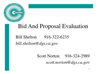 Bid And Proposal Evaluation