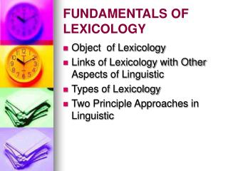 FUNDAMENTALS OF LEXICOLOGY