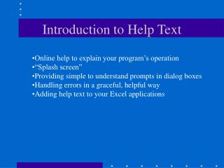 Introduction to Help Text