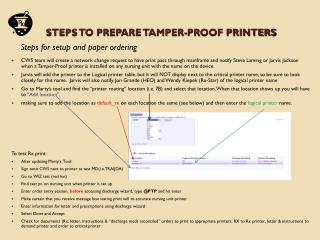 Steps to prepare Tamper-Proof printers