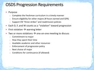 OSDS Progression Requirements