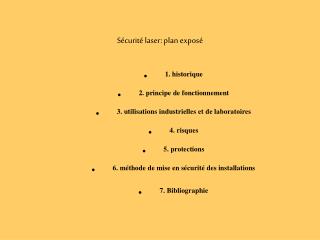 Sécurité laser: plan exposé