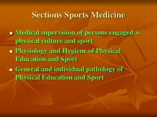 Sections Sports Medicine