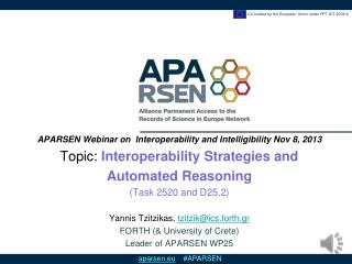 APARSEN Webinar on Interoperability and Intelligibility Nov 8, 2013