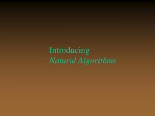 Introducing Natural Algorithms