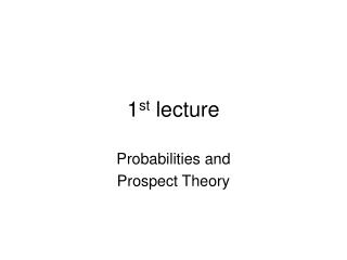 1 st lecture