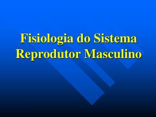 Fisiologia do Sistema Reprodutor Masculino