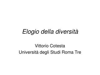 Elogio della diversità