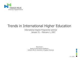 Trends in International Higher Education International Degree Programme seminar