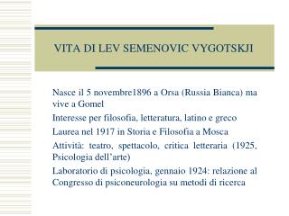 VITA DI LEV SEMENOVIC VYGOTSKJI